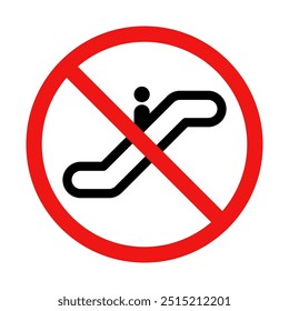 No Escalator Sign on White Background