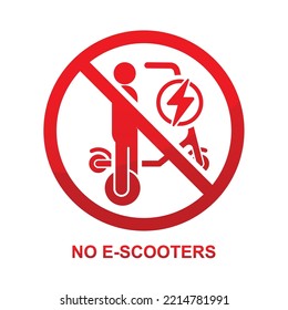 Ningún signo de e-scooters aislado en blanco en la ilustración del vector de fondo.