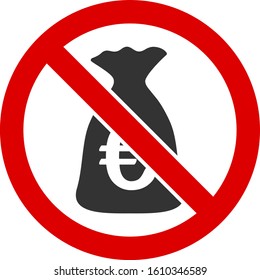 No euro funds vector icon. Flat No euro funds pictogram is isolated on a white background.