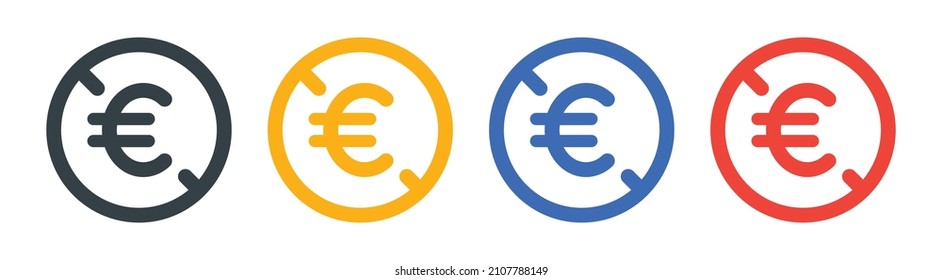 No euro icon. Euro forbidden icon sign. Ban euro currency vector.