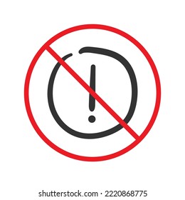 No hay icono de punto de exclamación. Icono de punto de exclamación prohibido. Sin signo vector de punto de exclamación. Icono vector de llamada prohibido. Advertencia, precaución, atención, restricción de diseño plano de señalización.