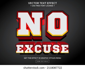 Sin ninguna excusa plantilla de efecto de texto editable 3D
