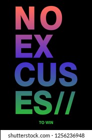 NO EXCUSES,graphic print t-shirts design vector,active wear