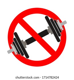 No exersice, ban fitness. Vector stop heavy weight, ban training and no fitness, forbid bodybuilding illustration