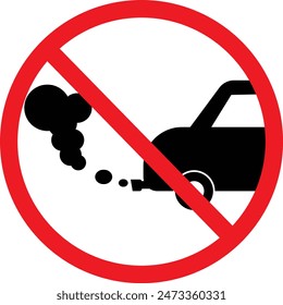 No Exhaust Gases sign. Forbidden air purity symbol. prohibition of exhaust gases in the parking. Cars and traffic CO2. flat style.