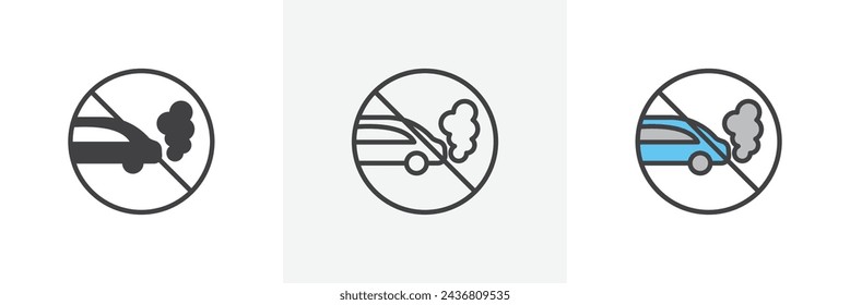 No Exhaust Gases Sign Isolated Line Icon Style Design. Simple Vector Illustration