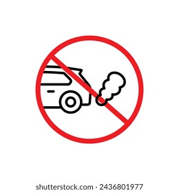 No Exhaust Gases Sign Line Icon. Air Cleanliness icon in outline and solid flat style.