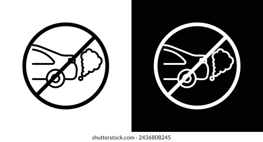 No Exhaust Gases Sign Line Icon on White Background for web.