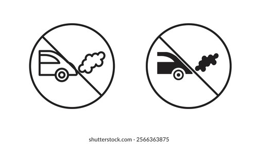 No exhaust gases sign vector in line stroke and flat versions