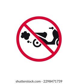 No exhaust prohibited sign, no emitting exhaust fumes forbidden modern round sticker, vector illustration.