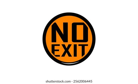 no exit, sign, black and yellow isolated silhouette