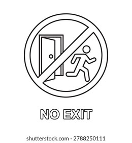 No exit sign icon line drawing of door and running person