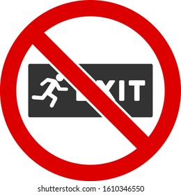 No exit vector icon. Flat No exit symbol is isolated on a white background.