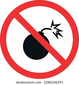 No Explosive icon sign. Forbidden signs and symbols.