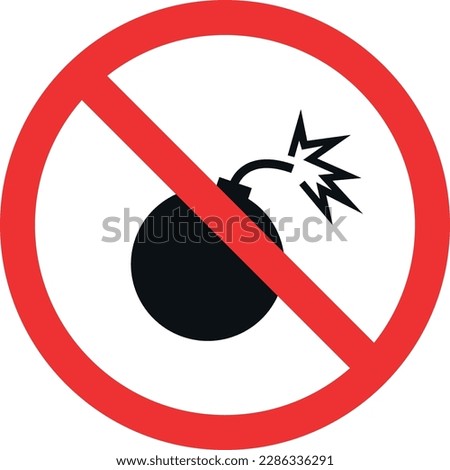 No Explosive icon sign. Forbidden signs and symbols.