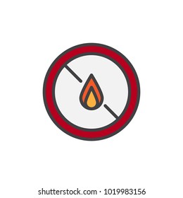 No expose flammable liquids filled outline icon, line vector sign, linear colorful pictogram isolated on white. No fire symbol, logo illustration. Pixel perfect vector graphics