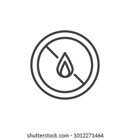 No expose flammable liquids line icon, outline vector sign, linear style pictogram isolated on white. No fire symbol, logo illustration. Editable stroke