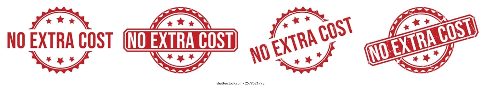 NO EXTRA COST rubber stamp on white background. NO EXTRA COST Stamp.