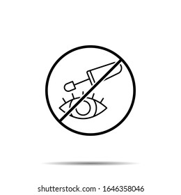 No eye, eyelashes, carcass icon. Simple thin line, outline vector of beauty ban, prohibition, forbiddance icons for ui and ux, website or mobile application