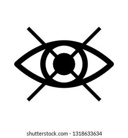 no Eye icon. avoid eye contact. Prohibition forbidden symbol. Do not spy, watch. not visible sign. Do not use for eyes.  Vector icon for apps and websites.