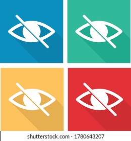  no Eye icon. avoid eye contact sign with long shadow 
