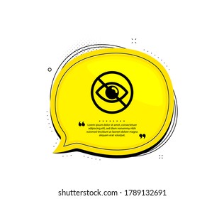 No hay icono ocular. Burbuja del discurso de citas. No parece una señal. Símbolo de cuidado de la visión optometría. Marcas de citado. Clásico que no parece un icono. Vector