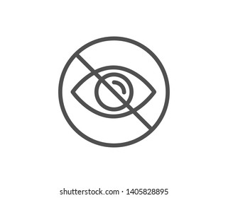 No eye line icon. Not looking sign. Optometry vision care symbol. Quality design element. Linear style not looking icon. Editable stroke. Vector