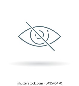 No eye sight icon. Vision impaired sign. Blindness symbol. Thin line icon on white background. Vector illustration.