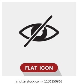 No eye or unvisible vector icon, unvisible and hidden symbol. Modern, simple flat vector illustration for web site or mobile app