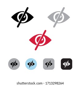 Kein Auge oder unsichtbare Vektorillustration Symbol, Vektorillustration der Symbole ausblenden