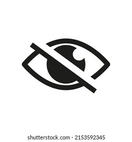 No eye vector icon. Hidden eye icon, invisible view. Privacy ad block icon