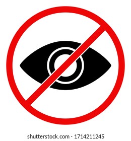 No eyes icon in trendy silhouette style design. Vector illustration isolated on white background.