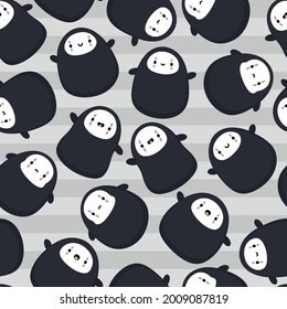 No Face Kawaii Ghost Seamless Pattern Background, Halloween Vector Illustration