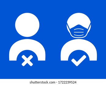 Keine Gesichtsmaske, kein Eintrittssymbol. Vektorbild.