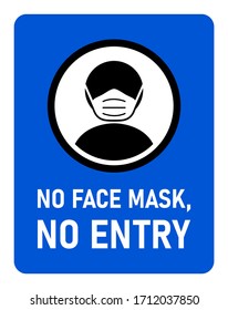 No Face Mask, No Entry Instruction Icon against the Spread of the Novel Coronavirus Covid-19. Vector Image.