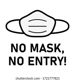 No Face Mask, No Entry Instruction Sign. Vector Image.