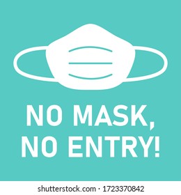 No Face Mask, No Entry Instruction Sign. Vector Image.