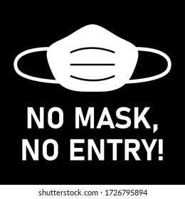 No Face Mask, No Entry Instruction Sign. Vector Image.