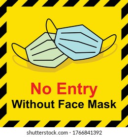 No face mask no entry instruction icon, Vector illustration.