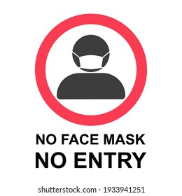 No Face Mask No Entry Policy Sign. Vector Image.