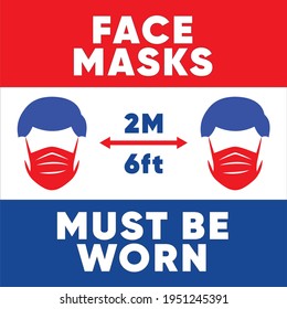 No face mask No entry sign. Vector warning sign without a face mask no entry and keep a distance. COVID-19 caution front public places door plate. Print sticker. Put on a face mask before the entrance