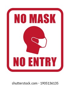 No face mask no entry vector sign. Covid-19 social distancing and safety measures symbol. Coronavirus pandemic icon. Protective mask head silhouette.