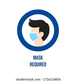 No Face Mask No Entry. Warning Sign For Use Mask In This Area.
Face Mask Area And Mask Required. Vector Illustration On White Background. 
Flat Design Style. Modern Style Illustration. EPS10 Editable