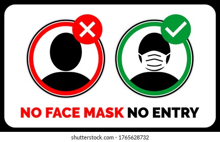 No Face Mask No Entry Warning Stock Vector (Royalty Free) 1765628732 ...