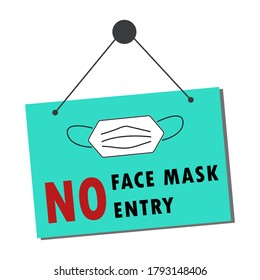 No face mask no entry. Warning label hanging in front of the store before entry for protect virus.