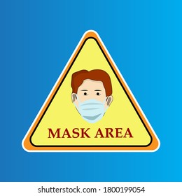 No Face Mask No Entry. Warning Sign For Use Mask In This Area. Face Mask Area And healt protocol. . Flat Design Style. Modern Style Illustration. EPS10