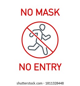 No Face Mask, No Entry Wrong and Right Wear red line Icon banner isolated on white background. No entry without face mask sign. Coronavirus covid19 prevention creative illustration banner.