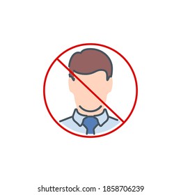 No Face Mask, No Entry Wrong and Right Wear red line Icon banner isolated on white background. No entry without face mask sign. Coronavirus covid19 prevention creative illustration banner.