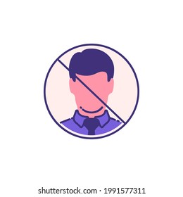 No Face Mask, No Entry Wrong and Right Wear red flat line Icon banner isolated on white background. No entry without face mask sign. Coronavirus covid19 prevention creative illustration banner.