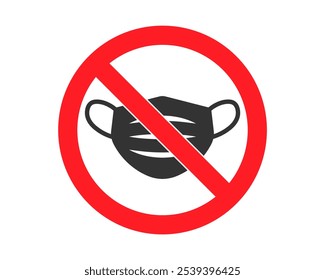 No face mask icon symbol. Protection mask not allowed sign logo. Vector illustration image. Isolated on white background.